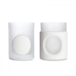 TOM DIXON – CARVET VASE  STOM  SET OF_2 – WHITE